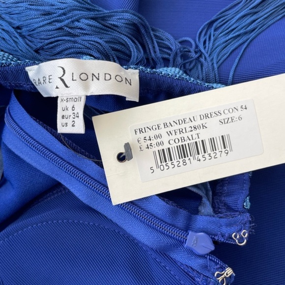 COPY - Royal Blue Mini Dress with Pink Ombré by Rare London US Size 2 xs - Picture 8 of 10